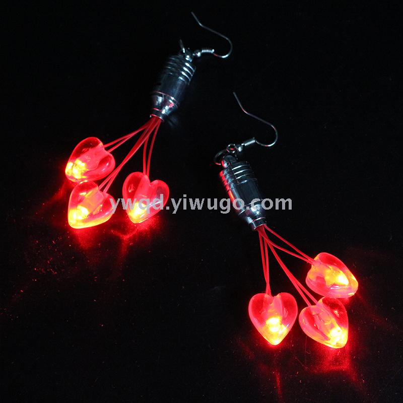 ZD Factory Direct Sales Foreign Trade Popular Style Heart-Shaped LED Ear Stud Luminous Toys Cheering Props Party Supplies