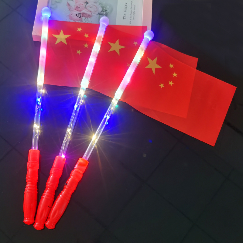 The Five-Starred Red Flag National Flag Hand-Cranked National Flag Night Luminous National Flag Glow Stick China National Day Activity Luminous Toys The Five-Starred Red Flag National Flag Hand-Cranked National Flag Night Luminous National Flag Glow Stick China National Day Activity Luminous Toys