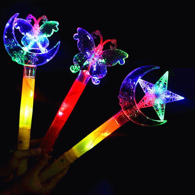 Fairy Wand Children's Luminous Toys Colorful Star Moon Magic Wand Wholesale Ice Princess Qiyuan Crown Flash Stick Fairy Wand Children's Luminous Toys Colorful Star Moon Magic Wand Wholesale Ice Princess Qiyuan Crown Flash Stick