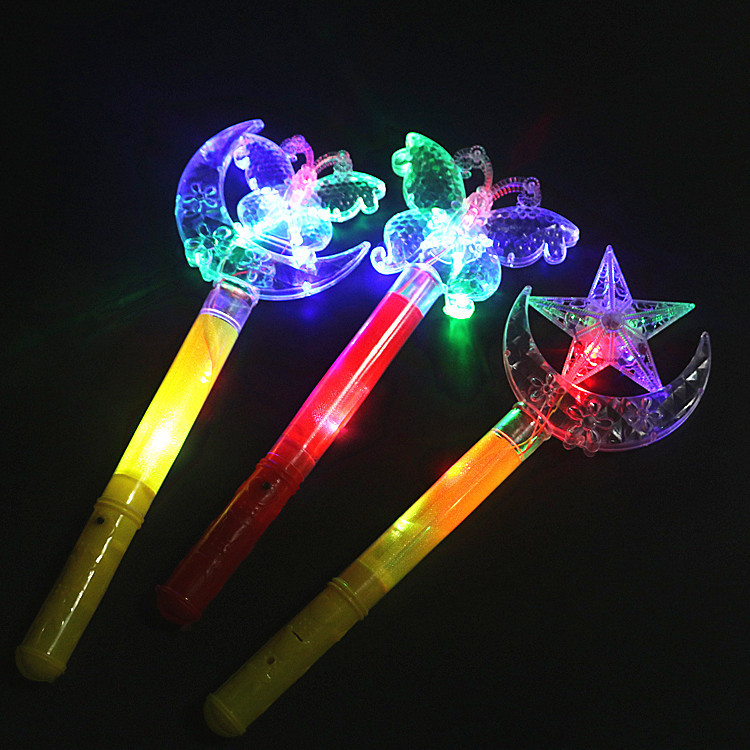 Fairy Wand Children's Luminous Toys Colorful Star Moon Magic Wand Wholesale Ice Princess Qiyuan Crown Flash Stick Fairy Wand Children's Luminous Toys Colorful Star Moon Magic Wand Wholesale Ice Princess Qiyuan Crown Flash Stick