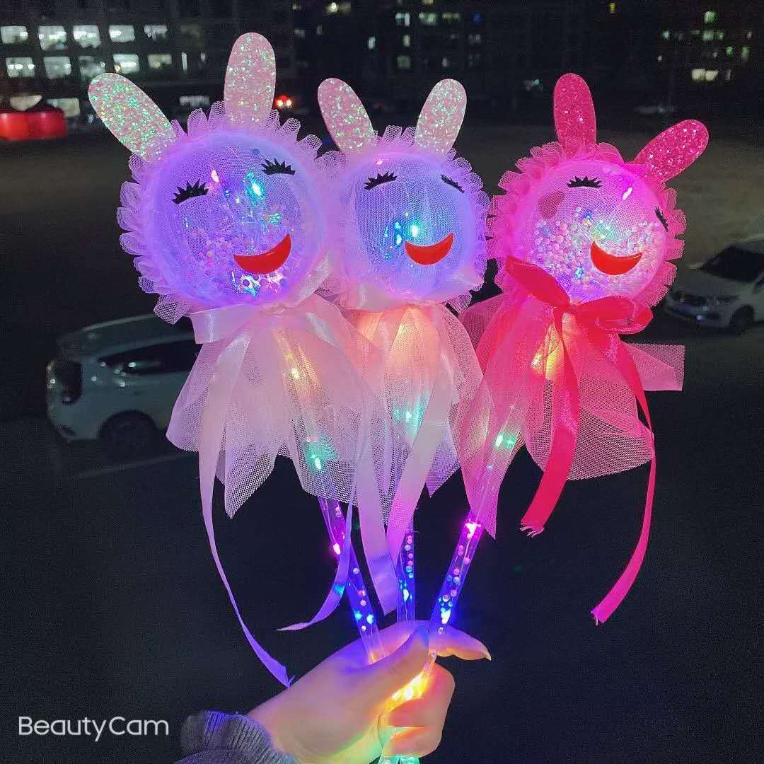 New Flash Magic Wand Children&#039;s Luminous Toys Stall Drainage Bounce Ball Star Sky Ball Cartoon Magic Stick Props