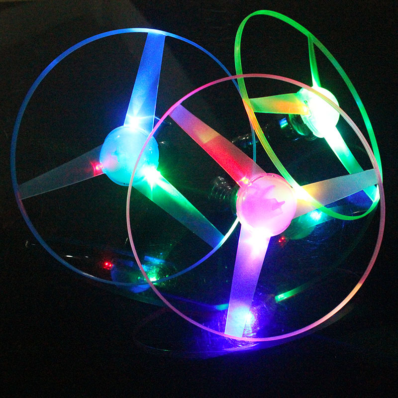 Night Market Hot Sale Cable Luminous Flying Saucer Douyin Online Influencer Same Style Children&#039;s Luminous Toys Stall Supply Flash Frisbee