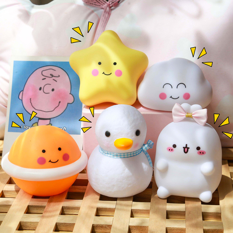Popular Led Vinyl Small Night Lamp Duck Cartoon Ins Creative Night Market Stall Supply Night Market Children&#039;s Luminous Toys
