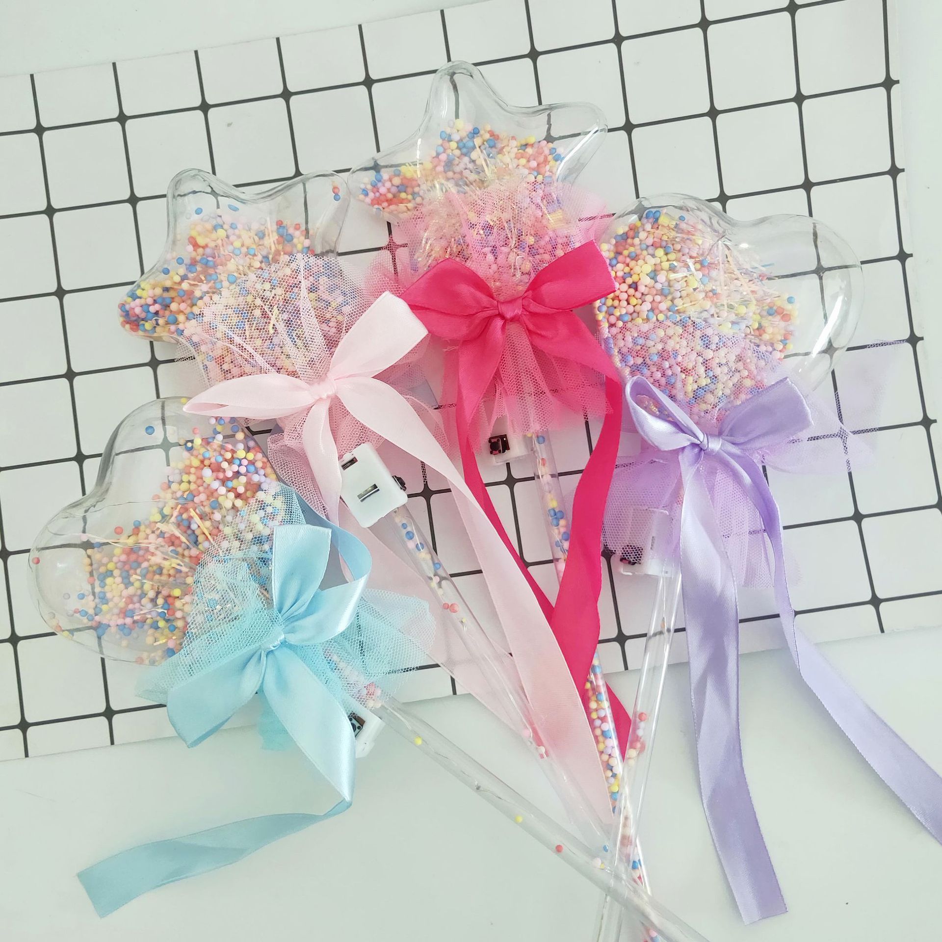 New LED Flash Bounce Ball Love Star Glow Stick Children&#039;s Luminous Toys Stall Star Sky Ball Magic Wand
