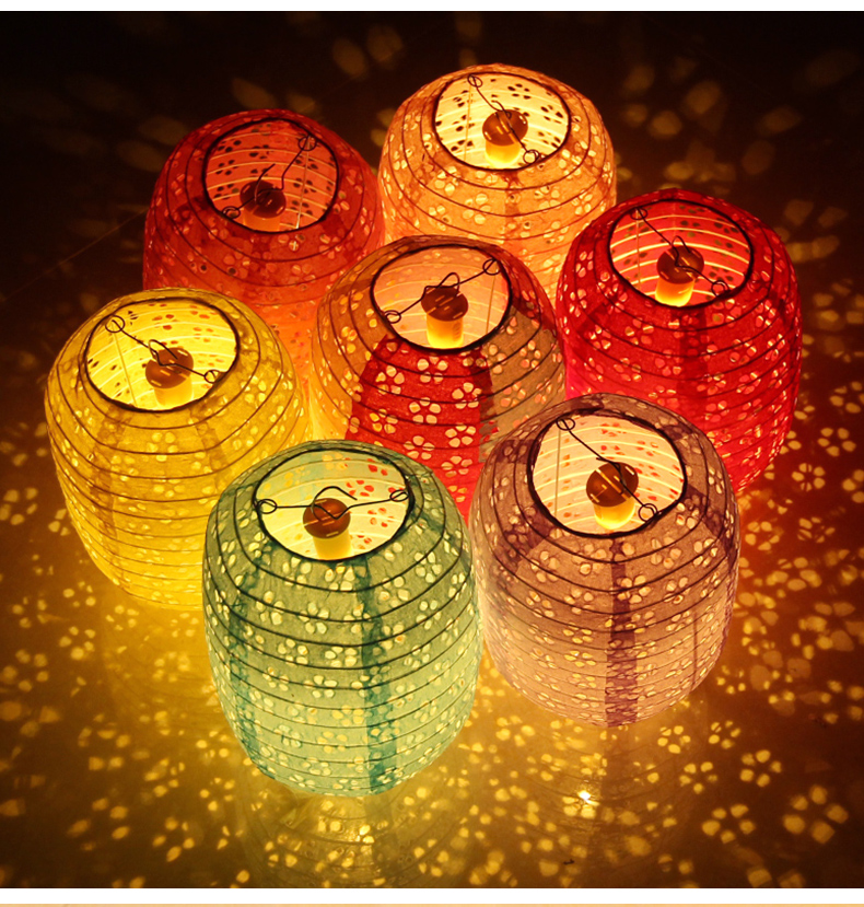 Mid-Autumn Festival Lantern Ornament Hollow Paper Folding National Day Decoration Luminous Portable Photo Props Classical Plum Projection