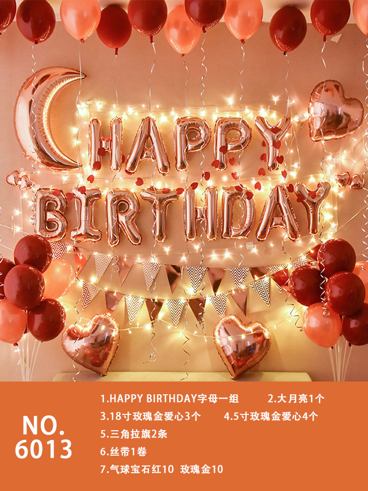 Birthday Party Deployment and Decoration Set Gift for Girlfriend Boys and Girls Children Theme Letters for Decoration Balloon