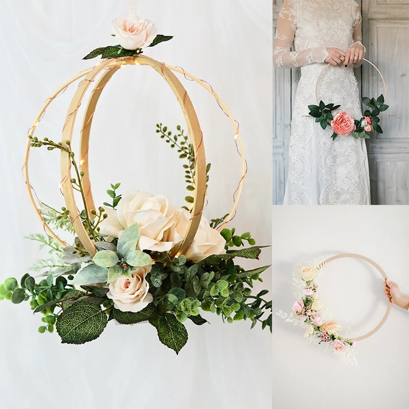 Dreamcatcher Circle Bamboo Ring Circular Fan Frame Wedding Set Decoration Material Circular Fan Frame Frames for Bamboo Embroidery Inner Ring