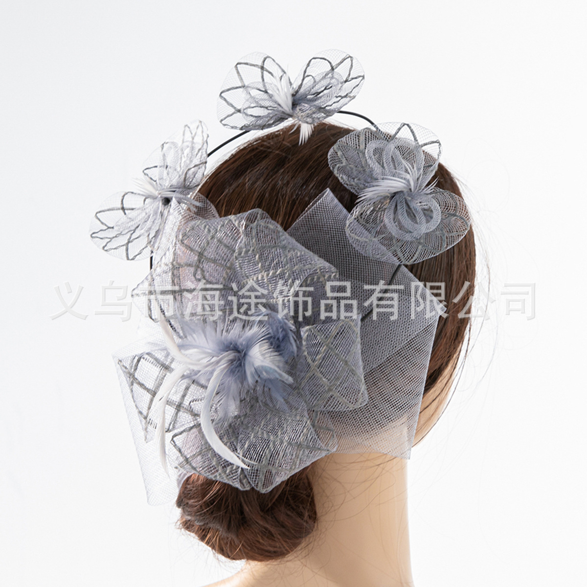 New Mori Creative Silver Feather Net Yarn Flowers Headdress European and American Fashion Hairpin Any Shape Bridal Hair Accessories
