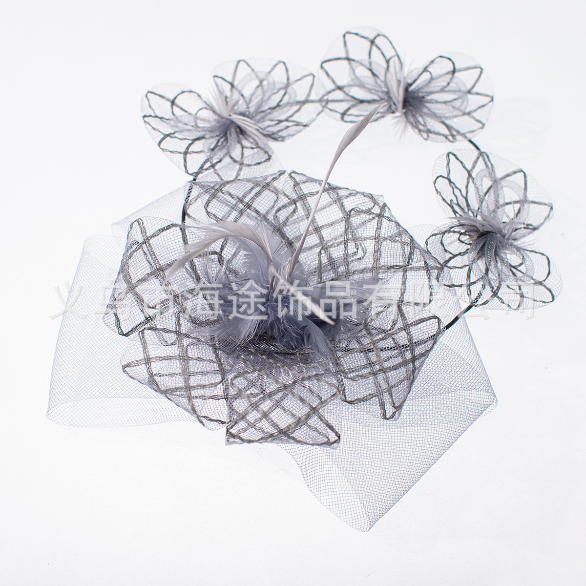 New Mori Creative Silver Feather Net Yarn Flowers Headdress European and American Fashion Hairpin Any Shape Bridal Hair Accessories