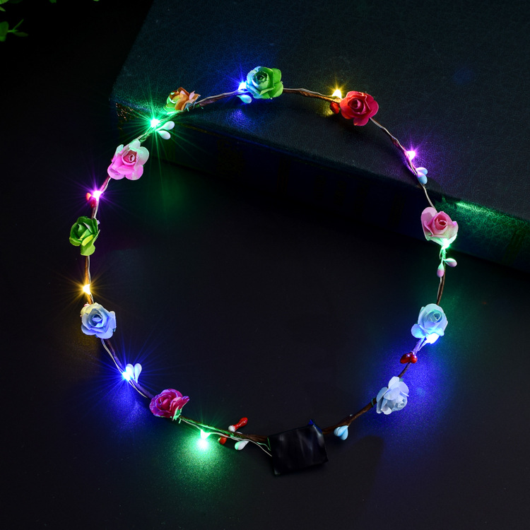 Ten Lights Ten Flowers Flash Light Hawaii Bride Wreath Headdress LED Lights Wholesale Night Market Yiwu Children&#039;s Toys