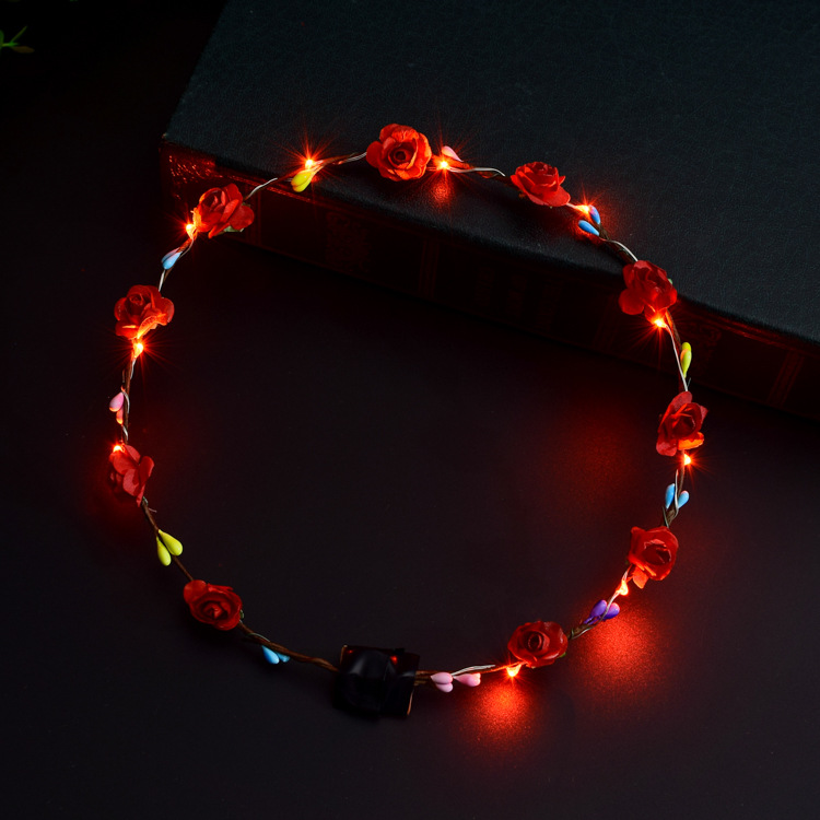 Ten Lights Ten Flowers Flash Light Hawaii Bride Wreath Headdress LED Lights Wholesale Night Market Yiwu Children&#039;s Toys