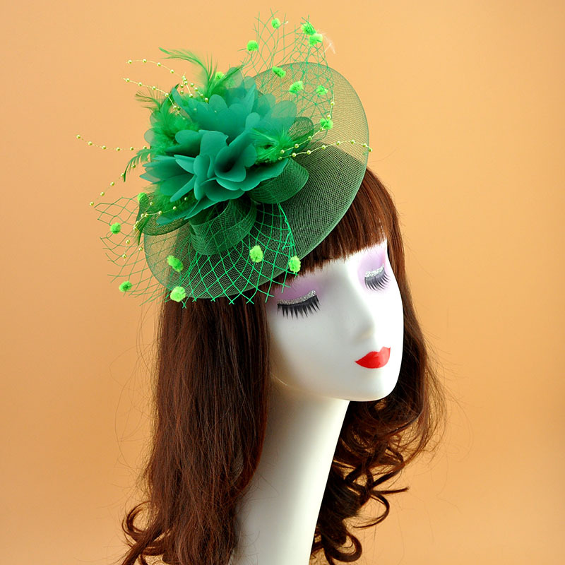 European and American Feather Headwear Headdress Flower Bride Net Yarn Flowers Barrettes Top Hat Hair Accessories Amazon Head Accessories