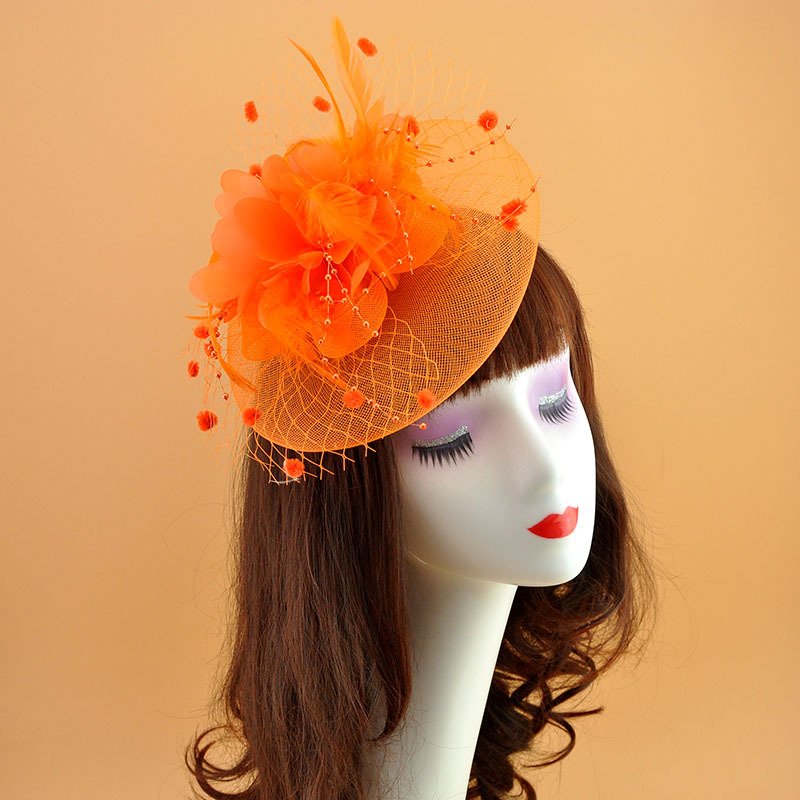 European and American Feather Headwear Headdress Flower Bride Net Yarn Flowers Barrettes Top Hat Hair Accessories Amazon Head Accessories