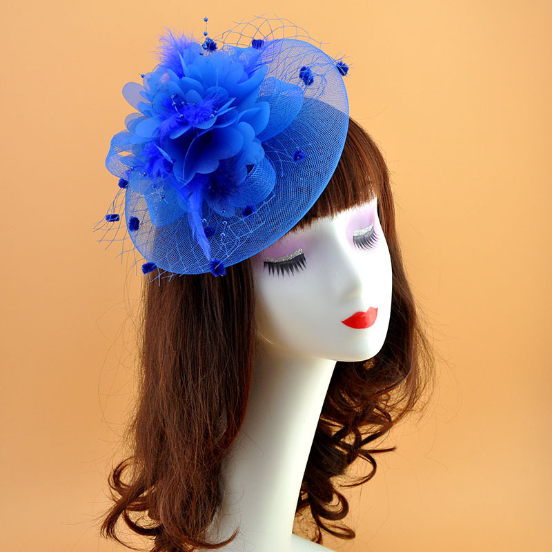 European and American Feather Headwear Headdress Flower Bride Net Yarn Flowers Barrettes Top Hat Hair Accessories Amazon Head Accessories