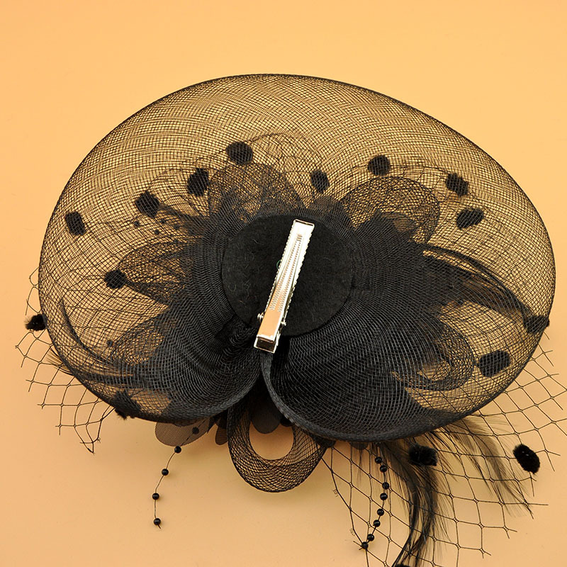 European and American Feather Headwear Headdress Flower Bride Net Yarn Flowers Barrettes Top Hat Hair Accessories Amazon Head Accessories