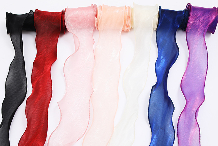 Spot Goods 5cm Japanese and Korean Pearl Fishtail Yarn Ribbon Flowers Floral Gift Packaging Bow Headdress Hair Ornaments Ribbon