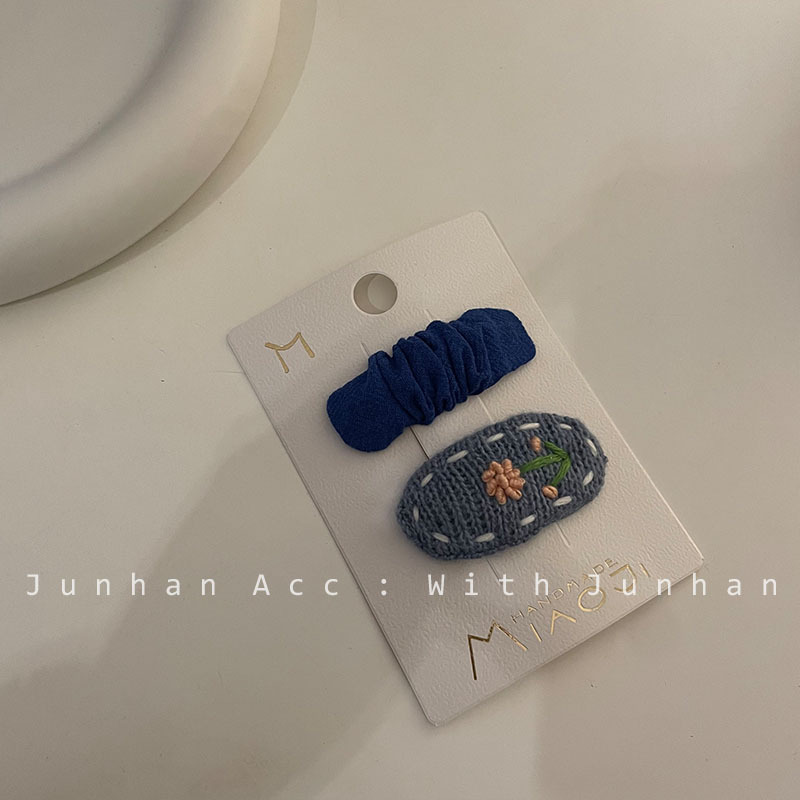 Korean Ins Blue Texture Love Heart Flowers BB Clip Cute Baby Shredded Hair Side Clip Hair Clips Hair Accessories Headdress Set Korean Ins Blue Texture Love Heart Flowers BB Clip Cute Baby Shredded Hair Side Clip Hair Clips Hair Accessories Headdress Set