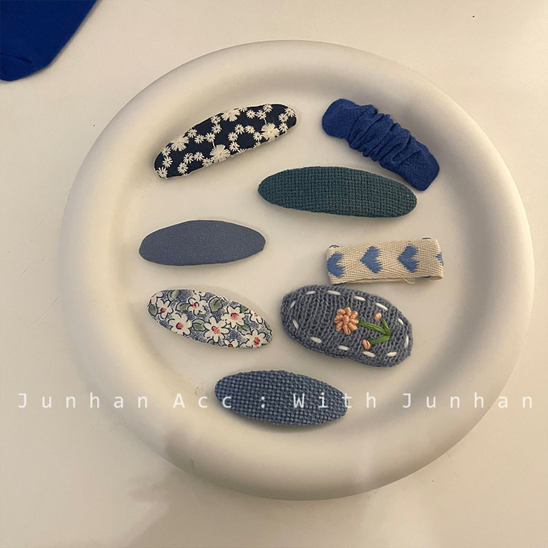 Korean Ins Blue Texture Love Heart Flowers BB Clip Cute Baby Shredded Hair Side Clip Hair Clips Hair Accessories Headdress Set Korean Ins Blue Texture Love Heart Flowers BB Clip Cute Baby Shredded Hair Side Clip Hair Clips Hair Accessories Headdress Set