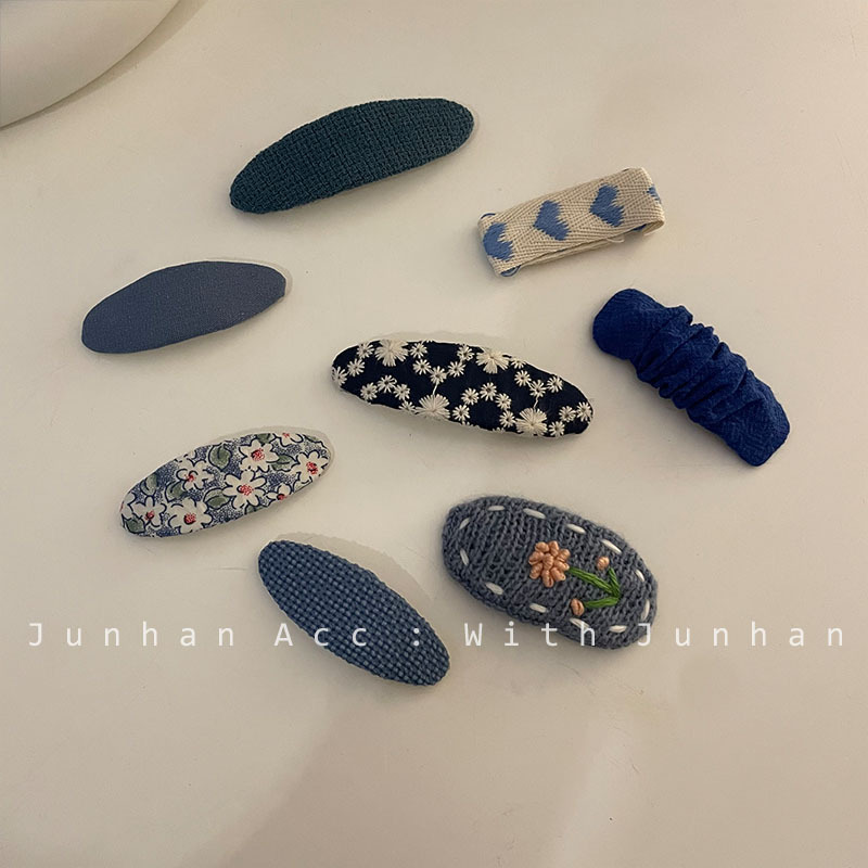 Korean Ins Blue Texture Love Heart Flowers BB Clip Cute Baby Shredded Hair Side Clip Hair Clips Hair Accessories Headdress Set Korean Ins Blue Texture Love Heart Flowers BB Clip Cute Baby Shredded Hair Side Clip Hair Clips Hair Accessories Headdress Set