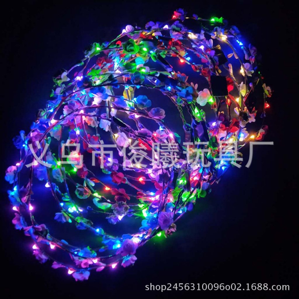 Luminous Garland Ten Lights Ten Flowers Luminous Garland Headdress Female Korean Rattan Headdress Flower Tourist Attractions Hot Sale