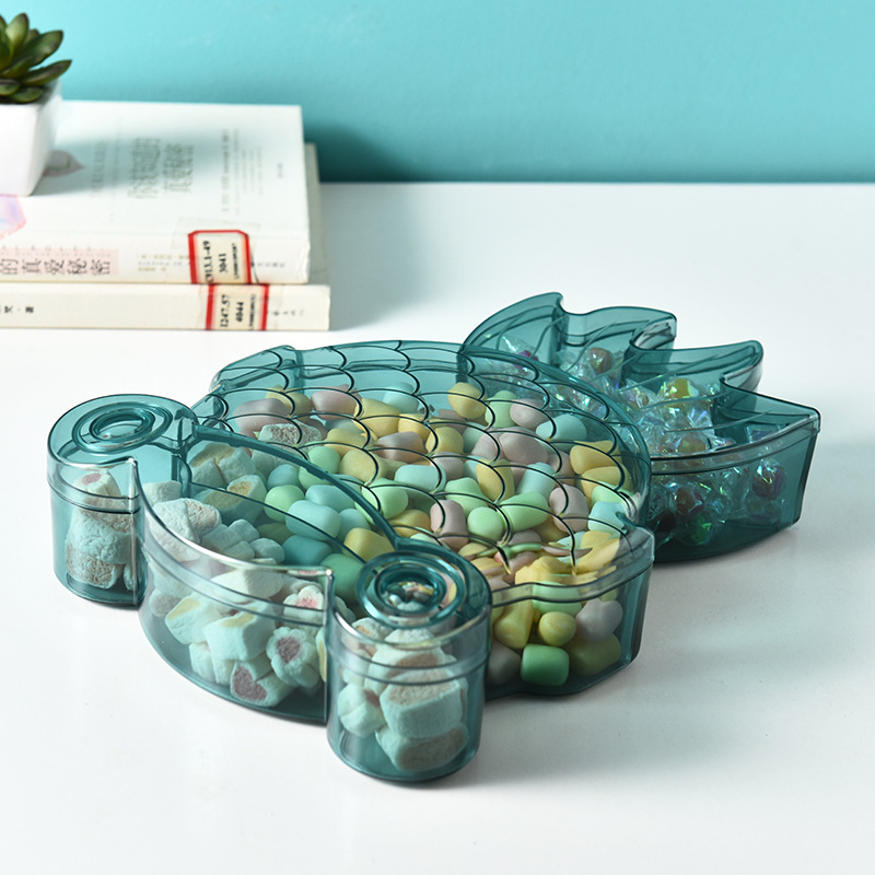 Household Living Room Creative Nut Sealed Dried Fruit Tray Compartment Storage Box with Lid Candy Box Fruit Plate Snack Box