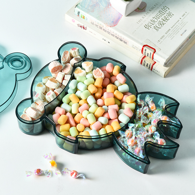 Household Living Room Creative Nut Sealed Dried Fruit Tray Compartment Storage Box with Lid Candy Box Fruit Plate Snack Box