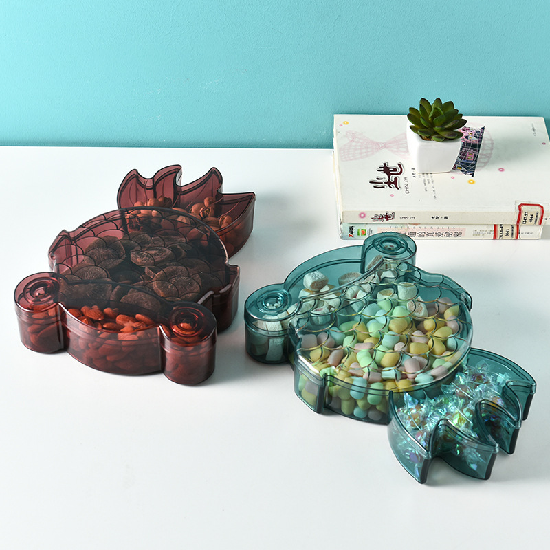 Household Living Room Creative Nut Sealed Dried Fruit Tray Compartment Storage Box with Lid Candy Box Fruit Plate Snack Box