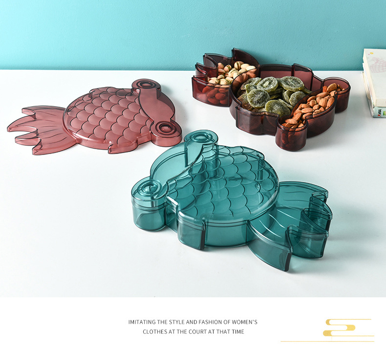 Household Living Room Creative Nut Sealed Dried Fruit Tray Compartment Storage Box with Lid Candy Box Fruit Plate Snack Box Household Living Room Creative Nut Sealed Dried Fruit Tray Compartment Storage Box with Lid Candy Box Fruit Plate Snack Box