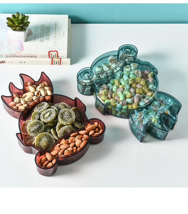 Household Living Room Creative Nut Sealed Dried Fruit Tray Compartment Storage Box with Lid Candy Box Fruit Plate Snack Box Household Living Room Creative Nut Sealed Dried Fruit Tray Compartment Storage Box with Lid Candy Box Fruit Plate Snack Box