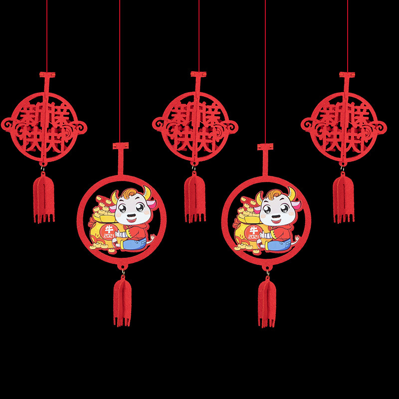 festival pendant New Year Hanging Flag Store Layout Shopping Mall Festival Dress up New Year Latte Art Pendant