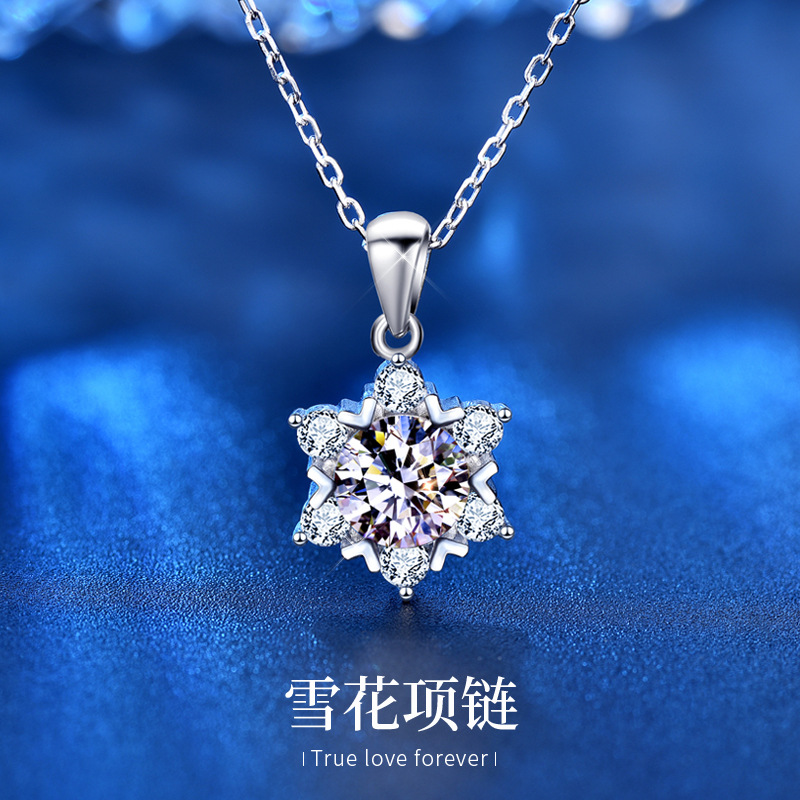 Goddess Festival Ornament Women&#039;s 925 Sterling Silver Necklace All-Match Snowflake Pendant Jewelry Special-Interest Design Collarbone Accessories