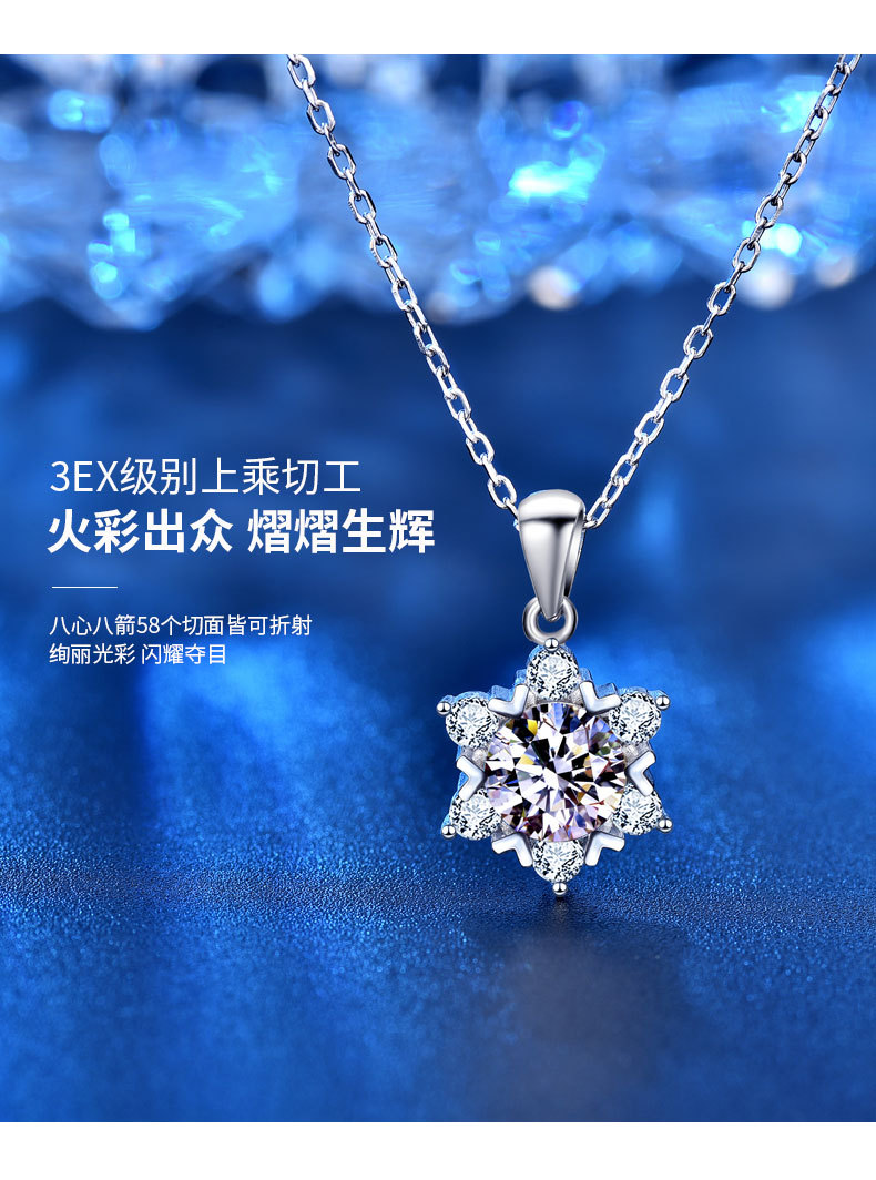 Goddess Festival Ornament Women's 925 Sterling Silver Necklace All-Match Snowflake Pendant Jewelry Special-Interest Design Collarbone Accessories