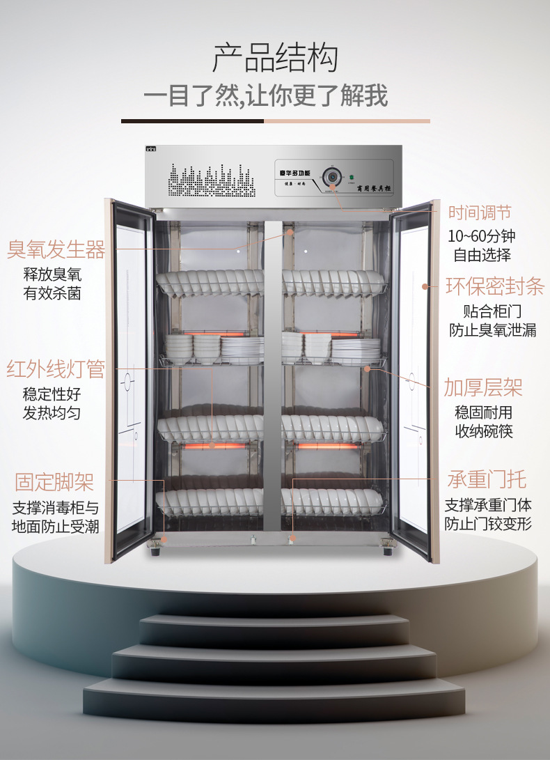 Commercial Disinfection Cabinet Vertical Ozone Infrared Stainless Steel High Temperature Hotel Kitchen Tableware Double Door Sterilized Cupboard Commercial Disinfection Cabinet Vertical Ozone Infrared Stainless Steel High Temperature Hotel Kitchen Tableware Double Door Sterilized Cupboard