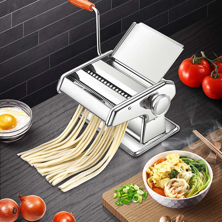 Household Small Noodle Press Manual Stainless Steel Noodle Machine Dumpling Wonton Dough Machine Dough Rolling Machine Noddle-Made Machine Stall