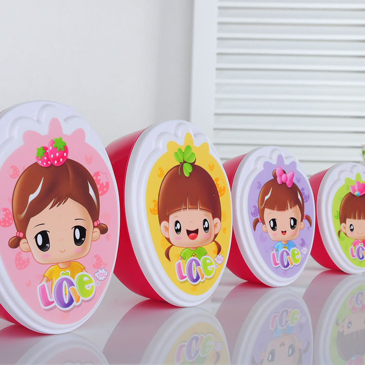 Manufacturers direct creative cartoon fresh-keeping box four sets of plastic fresh-keeping box accessories accessories storage box