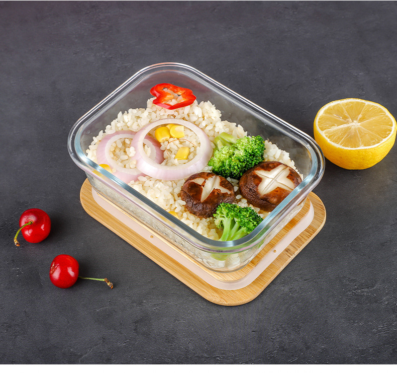 Bamboo Wood Cover Lunch Box Household Fresh-Keeping Box Glass Preservation Container Creative Multi-Purpose Bamboo and Wood Lunch Box in Stock Wholesale Bamboo Wood Cover Lunch Box Household Fresh-Keeping Box Glass Preservation Container Creative Multi-Purpose Bamboo and Wood Lunch Box in Stock Wholesale