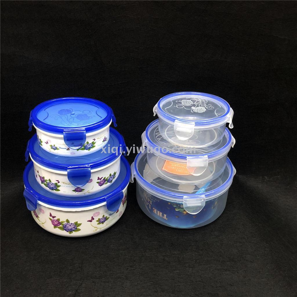 Solid color printed round fresh-keeping box set of 3 sealed storage transparent fresh-keeping box advertising gifts wholesale rs-1316