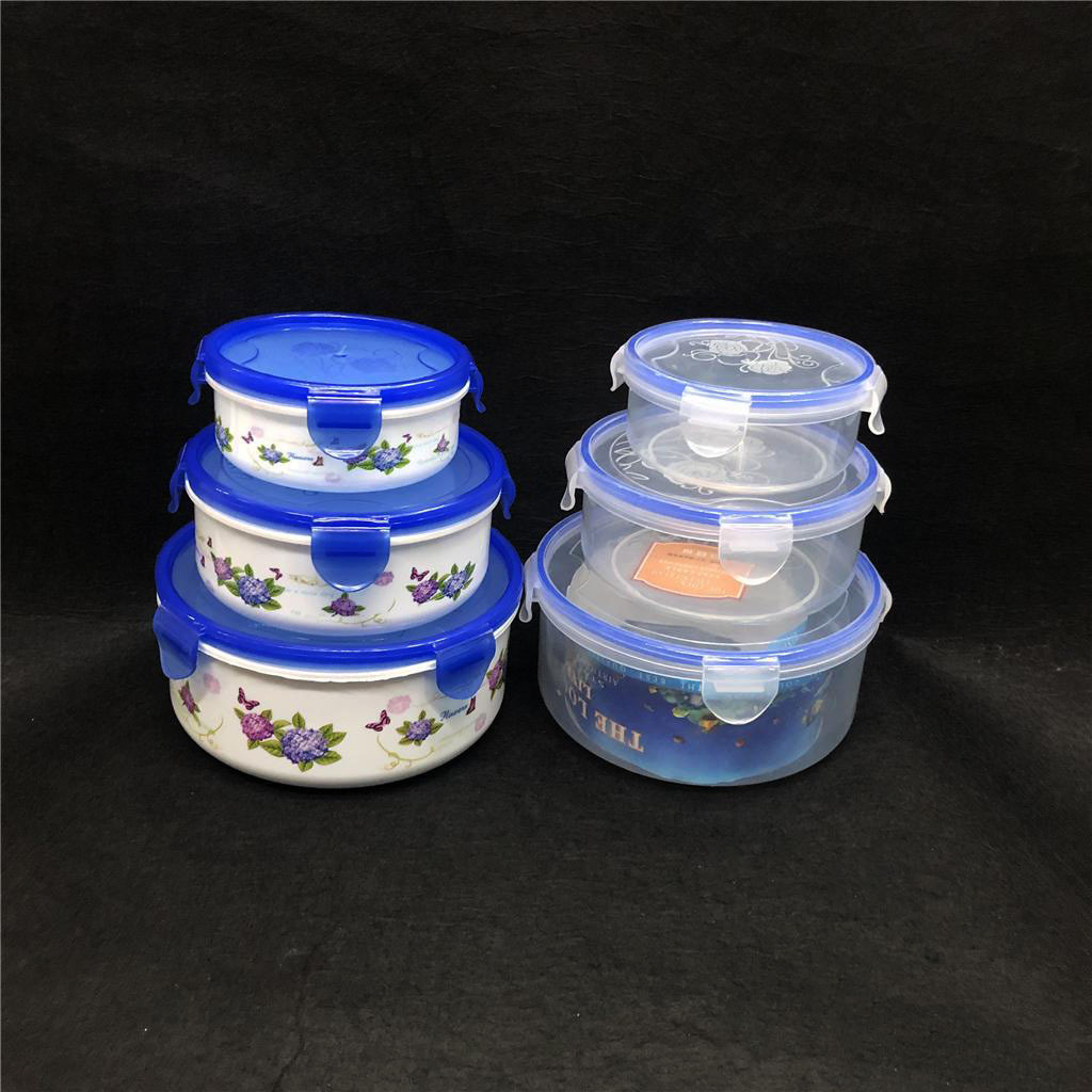 Solid color printed round fresh-keeping box set of 3 sealed storage transparent fresh-keeping box advertising gifts wholesale rs-1316