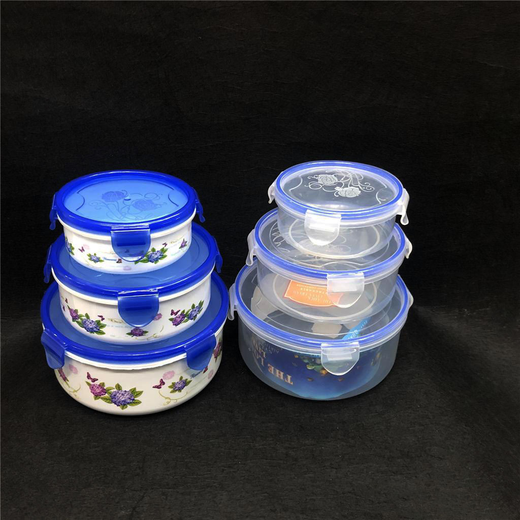 Solid color printed round fresh-keeping box set of 3 sealed storage transparent fresh-keeping box advertising gifts wholesale rs-1316