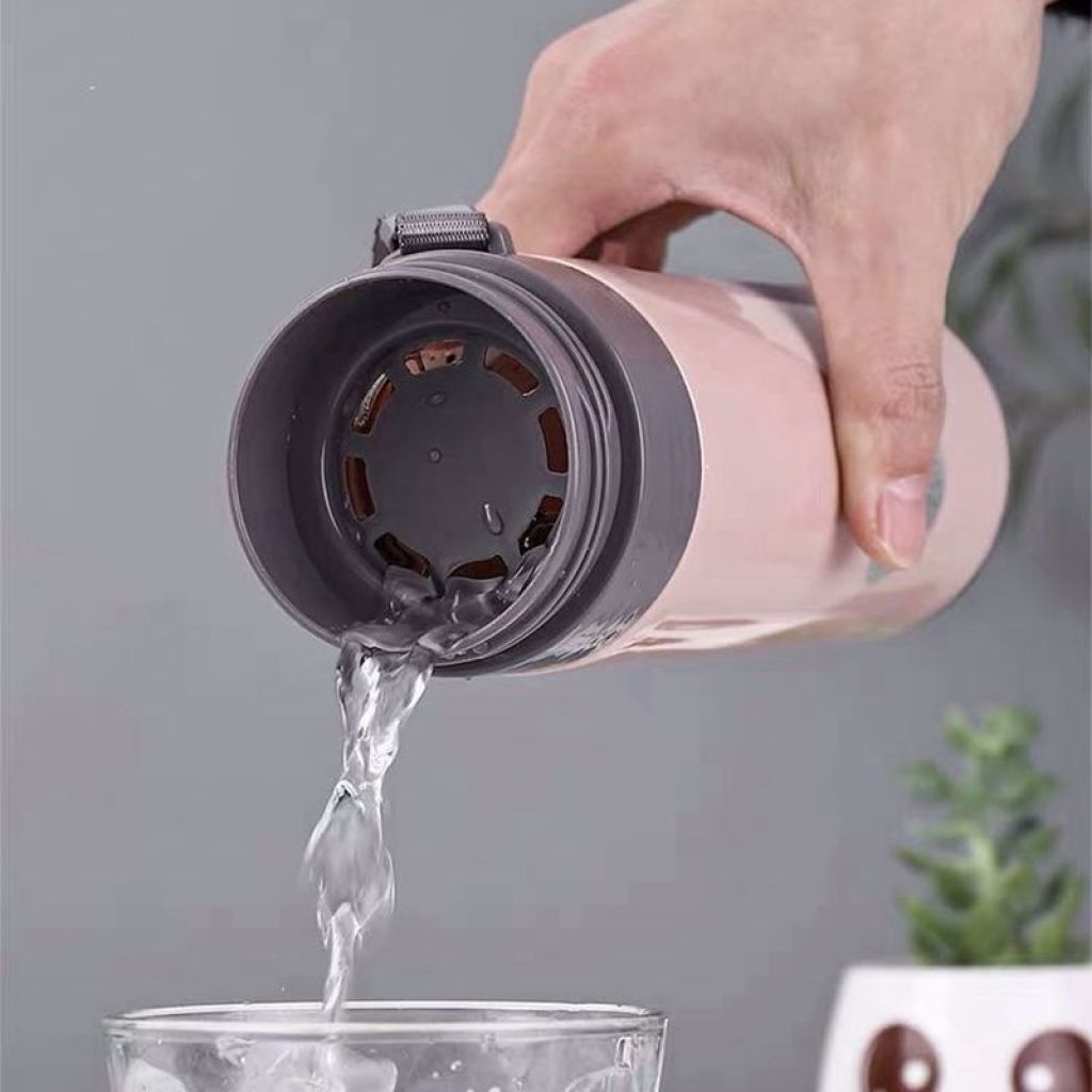 Double-Layer Plastic Glass Cup Shatter Proof Insulation Glass Women's Student Water Cup Men's Portable Simple Tea Brewing Cup with Strainer