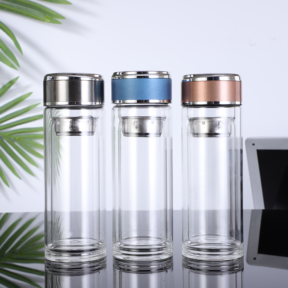  Wholesale Glass Cup Gift Double Creative Glass Men and Women Business Portable Tea Cup