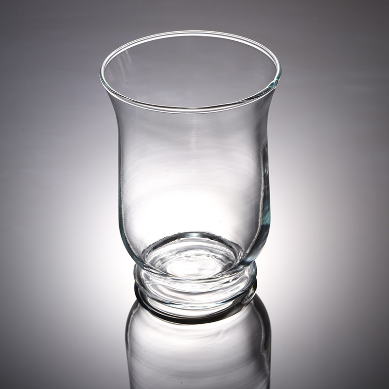 Manufacturers Supply Customizable Trumpet Transparent Glass Cup Waist Drum Type Storm Lantern Candle Cup DIY Candlestick Cup
