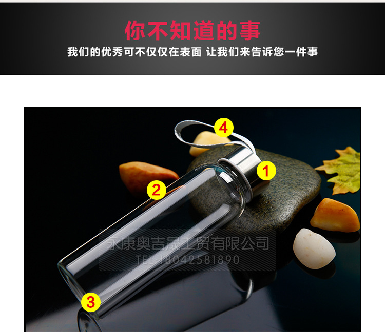  High Temperature Resistant Fashion Water Cup Portable Sports Water Bottle Creative Glass Cup Tea Cup Glass Logo