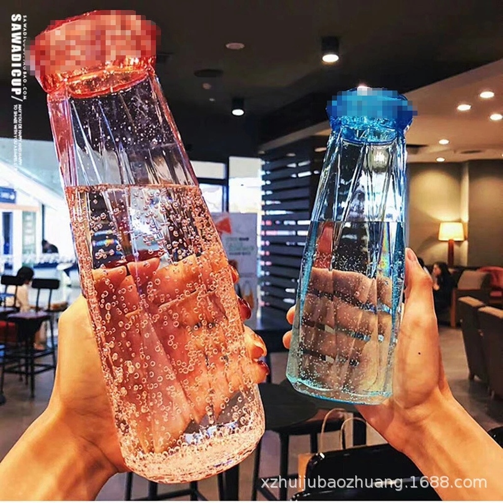 Korean Version of Instagram Lovers Cup Diamond Cup to push the small gift Cup Customized Logo Glass Cup Printing Creative Water Cup
