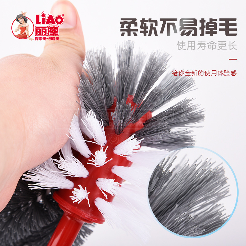 Toilet Brush with Base Toilet Brush Set Plastic Long Handle Double-Sided Hard Brush Head Toilet Cleaning Brush without Dead End