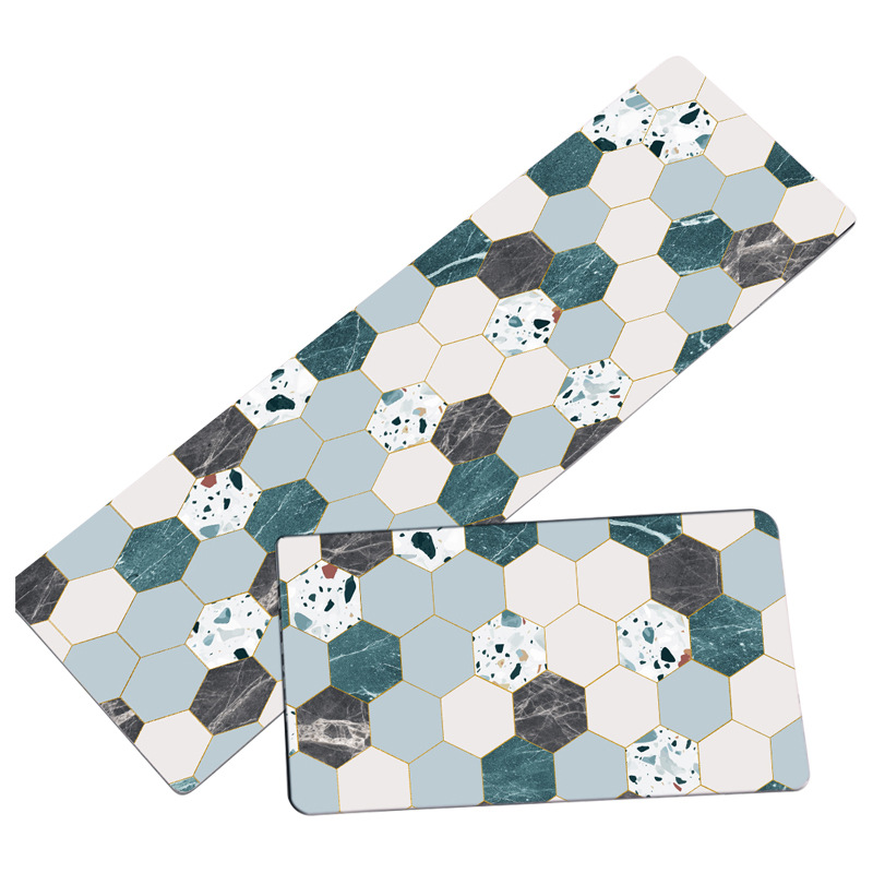 3D Printing Kitchen Non-Slip Mat Surface Crystal Velvet Entrance Mats Floor Mat Bottom Point Plastic Felt Material Absorbent Oil-Absorbing Sheet