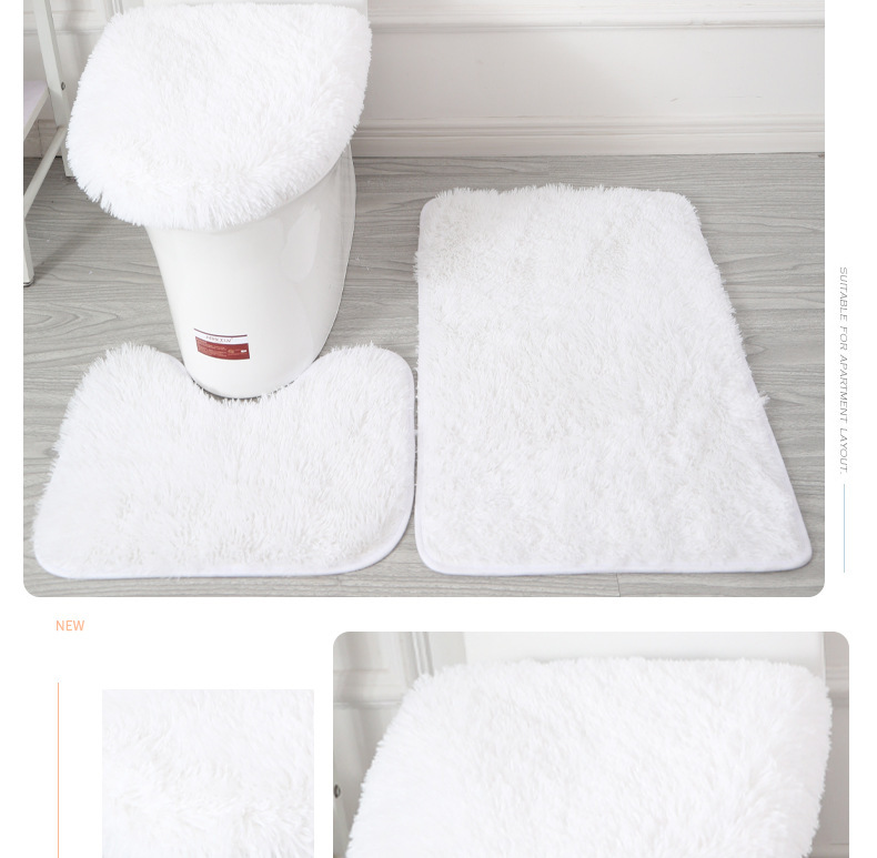 Cross-Border Hair Generation Toilet Bathroom Toilet Bathtub Nordic Style Floor Mat PVC Non-Slip Mat Three-Piece Silk Wool Carpet Cross-Border Hair Generation Toilet Bathroom Toilet Bathtub Nordic Style Floor Mat PVC Non-Slip Mat Three-Piece Silk Wool Carpet