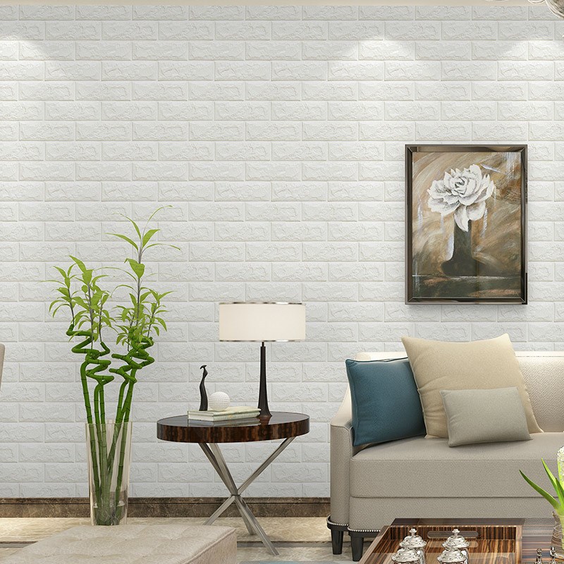 Foam Brick Pattern 3D Stereo Wall Self-Adhesive Sticker Wallpaper Bedroom Background Wall Wallpaper Stickers Children's Room Kitchen Greaseproof Stickers