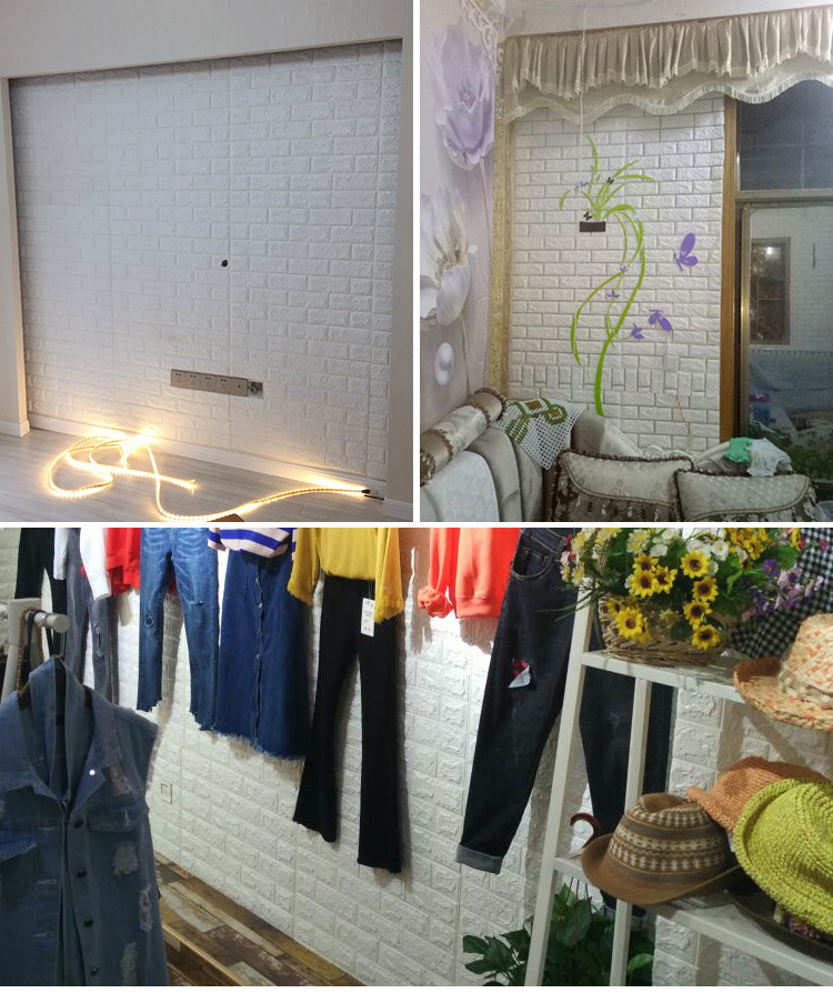 Foam Brick Pattern 3D Stereo Wall Self-Adhesive Sticker Wallpaper Bedroom Background Wall Wallpaper Stickers Children's Room Kitchen Greaseproof Stickers