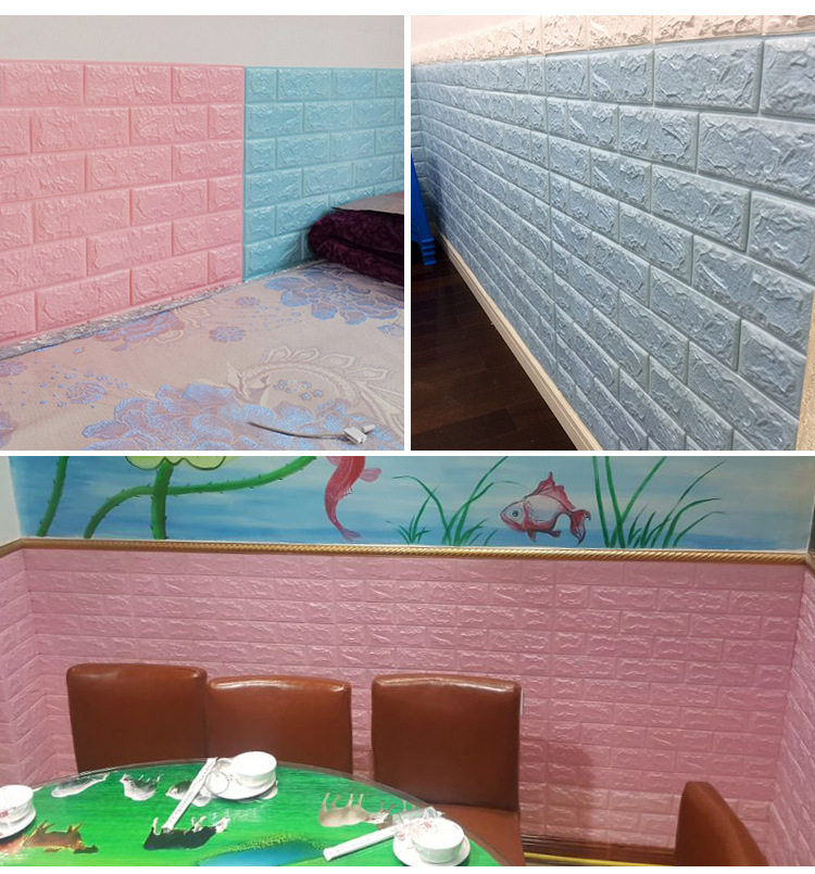 Foam Brick Pattern 3D Stereo Wall Self-Adhesive Sticker Wallpaper Bedroom Background Wall Wallpaper Stickers Children's Room Kitchen Greaseproof Stickers